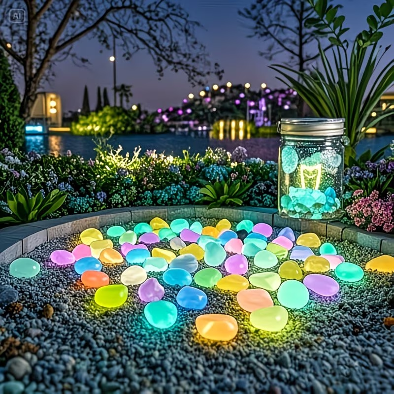 Aquarium Plant Delivery - 300PCS Luminous Pebble Set,0.9-1.5cm Resin Glow