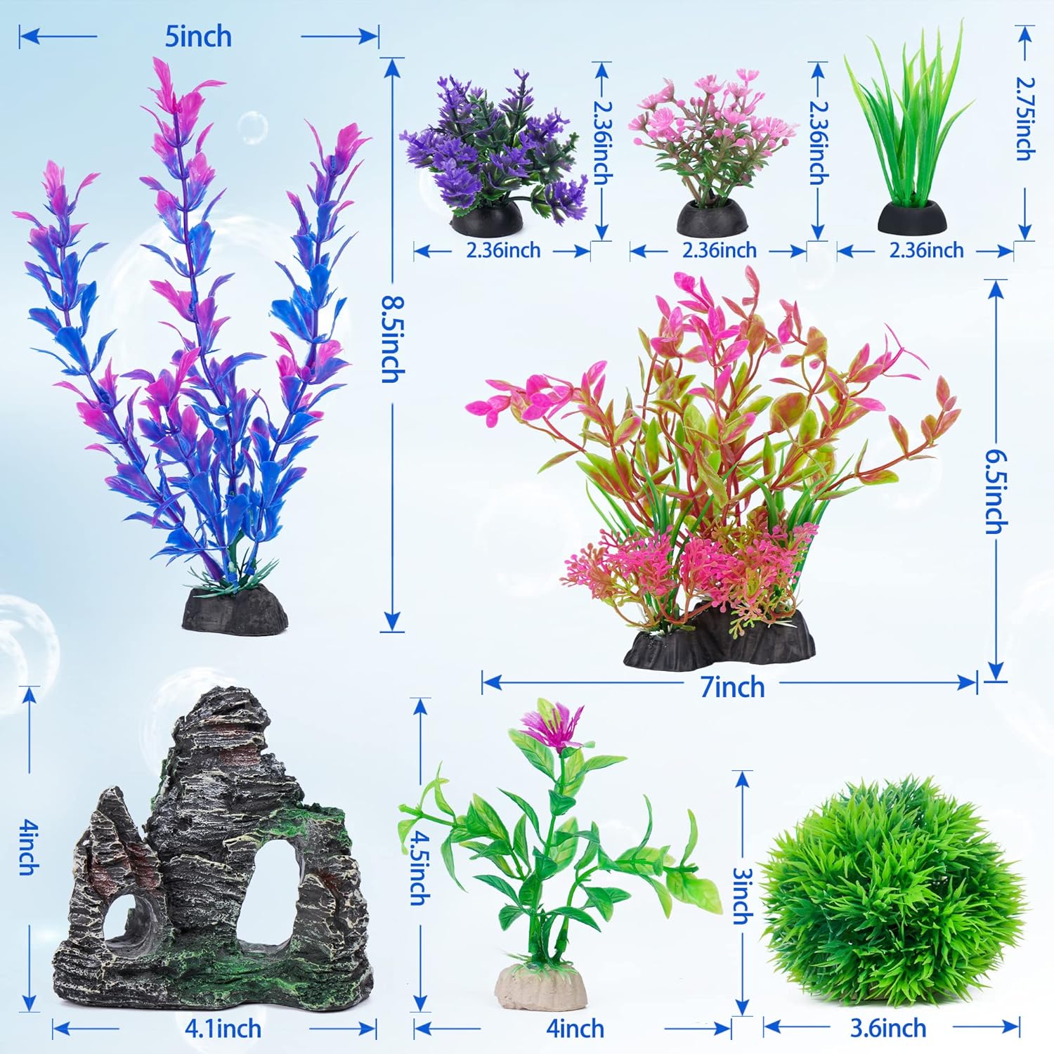 Aquarium Decor Set: Plastic Pl - Aquarium Planted Plants recension och pris